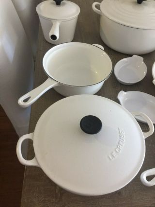 Vintage Le Creuset WHITE Set of Cookware 12 piece 3