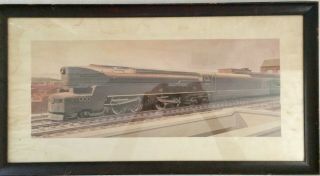 Vintage Pennsylvania Railroad Print Raymond Loewy Designed T1 Class Framed 1940s
