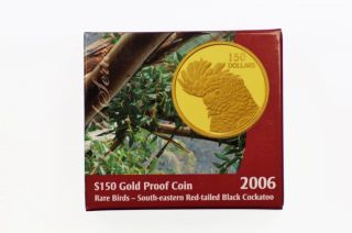 2006 Rare Birds Red Tailed Black Cockatoo $150 Gold Proof Coin