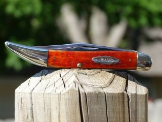 Vintage Case Xx 61093 Large Texas Toothpick Knife Pretty Red Bone 1940 - 1964