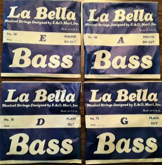 Vintage La Bella 3/4 Bass Set Of Strings E/a/d/g