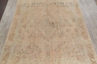 Distressed Old Oriental Rugs Hand - Knotted Wool Living Room Muted Carpet 10x13 3