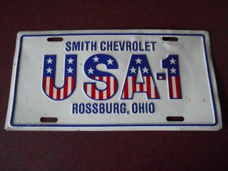 Vintage Smith Chevrolet Usa - 1 Rossburg,  Ohio License Plate