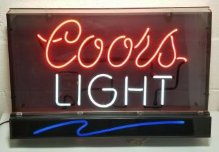 Vintage Neon Coors Light Beer Sign - Authentic Enclosed Lighted Bar Pub Man Cave