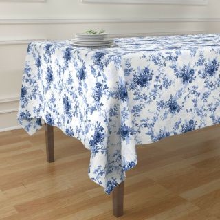 Tablecloth Blue Floral China Pattern Ink Vintage Lilyoake Navy And Cotton Sateen