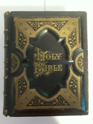 Vintage Antique Holy Bible Reference Book Old & Testament Leather Bound Rare
