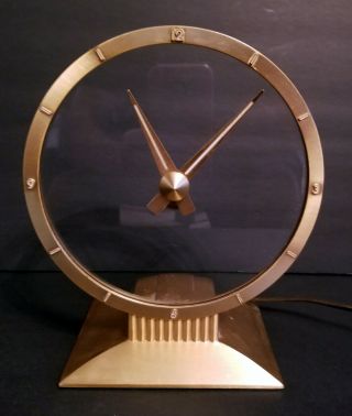 Vintage Jefferson Golden Hour Electric Mystery Clock 580 - 101 Deco Great
