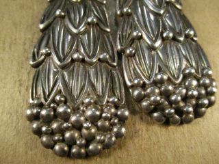 Rare Margot de Taxco Sterling Silver Large Cornflower Earrings,  Mexico,  34.  5g 2