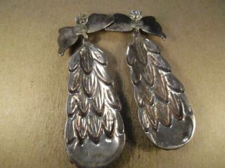 Rare Margot de Taxco Sterling Silver Large Cornflower Earrings,  Mexico,  34.  5g 6