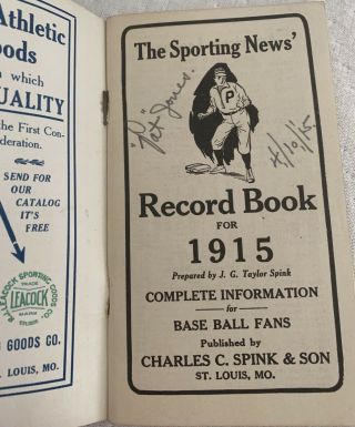 1915 Sporting News Record Book Charles Comiskey Cover Rare 3