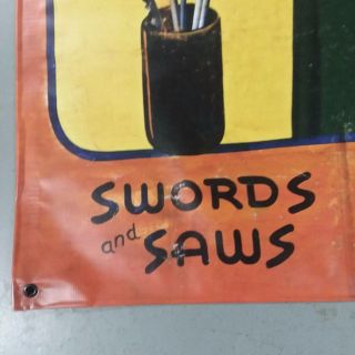 Vintage Freakshow Sideshow Circus Fair Carnival Sword Swallower Banner 4