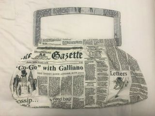 Authentic John Galliano Dior Newspaper Gazette Print Bag Vintage Euc