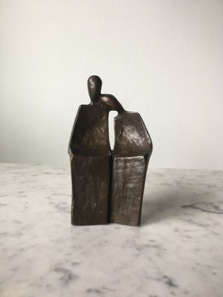 Vintage Sculpture Mid Century Modern Brutalist Bronze Abstract Figurative Brass