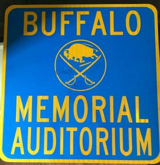 Vintage Buffalo Memorial Auditorium Sign Autographed French Con Sabres Rare