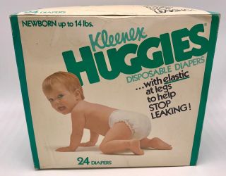 Vintage 1978 Kleenex Huggies Disposable Diapers 24ct Box Newborn - 14lb NOS 2