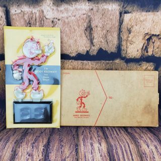 Vintage Reddy Kilowatt Glow In The Dark Card Holder With Postage Card