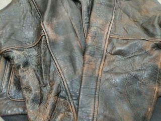 VTG AVIREX JACKET A - 2 LEATHER L MEN 70S BOMBER MOTORCYCLE USA BROWN DISTRESSED 3