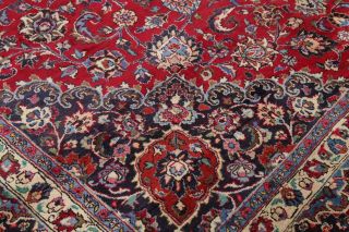 Hand - Knotted Vintage Traditional Floral Kashmar Oriental Area Rug Red Wool 9x13
