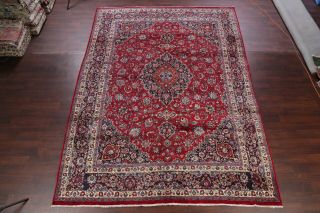 Hand - Knotted Vintage Traditional Floral Kashmar Oriental Area Rug RED Wool 9x13 3