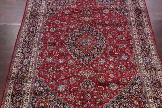 Hand - Knotted Vintage Traditional Floral Kashmar Oriental Area Rug RED Wool 9x13 4