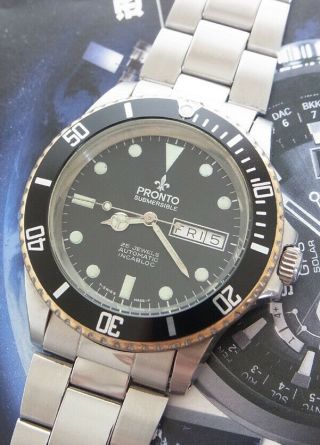 VINTAGE PRONTO SUBMERSIBLE DIVER AUTOMATIC 25 JEWELS SWISS MADE WATCH 5