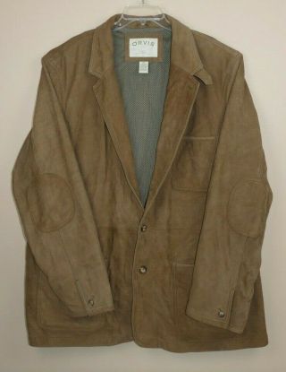 Vintage Orvis Bandera Two Button Hunting Jacket Soft Leather Men 