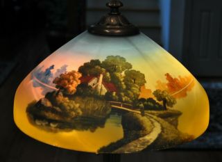Antique Arts and Crafts Pittsburgh Reverse Painted Lamp 2