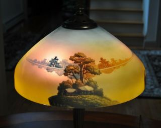 Antique Arts and Crafts Pittsburgh Reverse Painted Lamp 3