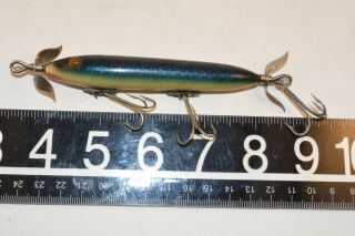 Early And Rare Heddon Wooden Glass Eye Torpedo Blue Scale Touch Up Left Eye A