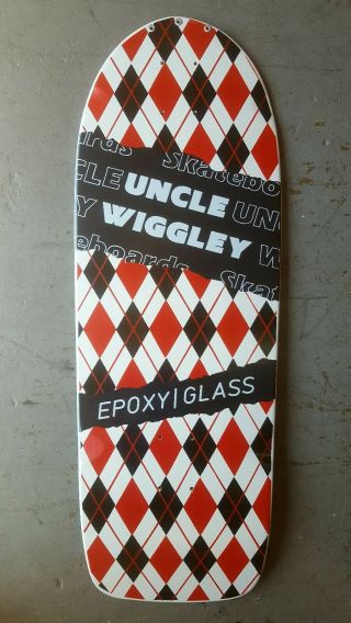 Vintage 1985 Uws Uncle Wiggley Epoxy Glass Argyle Rare Skateboard Bin
