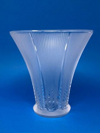 Vintage 1950s Lalique Crystal Epis Wheat Vase Signed