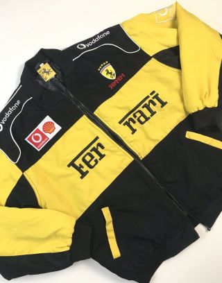 Vintage Vtg 90s Ferrari Racing Jacket Medium M Michael Schumacher F1 Yellow Mens
