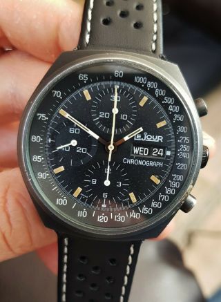 Le Jour Black Pvd Racing Vintage Chronograph Watch,  Valjoux 7750