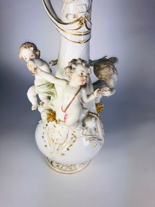 Meissen Porcelain Ewer - Four Cherub Figures,  Crossed Swords mark 10