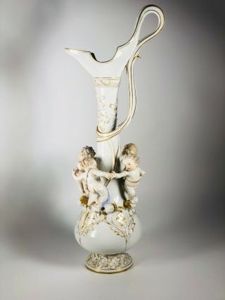 Meissen Porcelain Ewer - Four Cherub Figures,  Crossed Swords mark 2