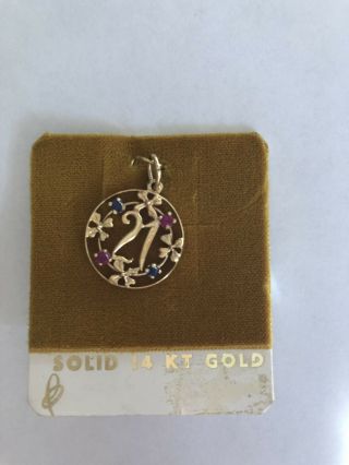 Solid Vintage 14 K Gold Charms With Rubies And Sapphires