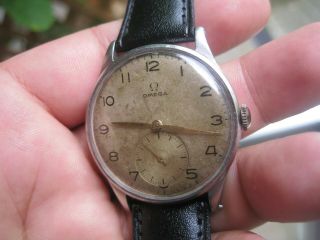 RARE 1940 ' S VINTAGE OMEGA STAINLESS STEEL 30T2 MENS WRISTWATCH 40MM 11