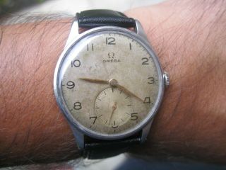 RARE 1940 ' S VINTAGE OMEGA STAINLESS STEEL 30T2 MENS WRISTWATCH 40MM 3