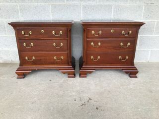 Jamestown Sterling 3 Drawer Solid Cherry Chippendale Style Nightstands - A Pair