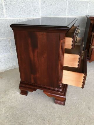 JAMESTOWN STERLING 3 DRAWER SOLID CHERRY CHIPPENDALE STYLE NIGHTSTANDS - A PAIR 2