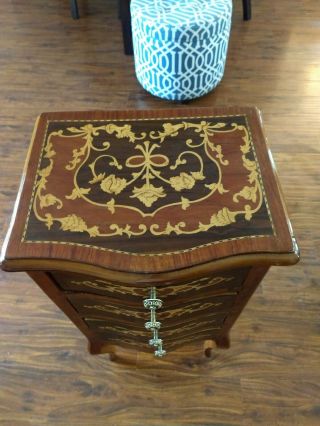 Antique 1900 ' s Italian Sorrento Inlaid Marquetry Side Table Stand Drawers RARE 3