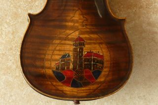 Most Unusual Vintage German,  Italian,  French? VioIin With Inlaid Castle to Back 2