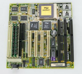 Vtg Socket 7 Pentium 1 Baby At Motherboard - 4 Pci,  3 Isa Slots - Win 95 / Dos Era