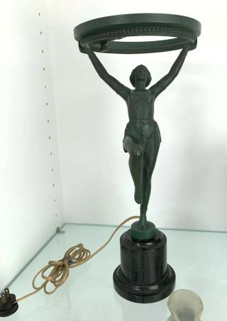 Vintage Nude Figural Lady Egyptian Revival Art Deco Desk Lamp