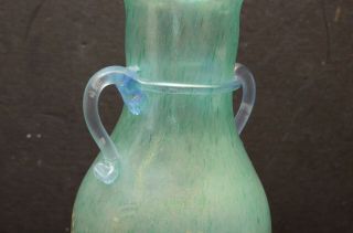 VINTAGE MURANO SCAVO HANDLED Hand Blown Art GLASS VASE Labeled ITALY URN 10 