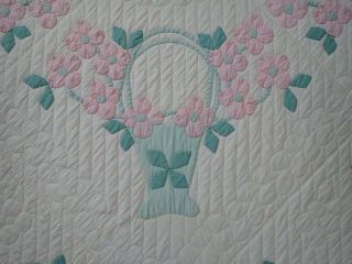 Grand Marie Webster Dogwood Blossoms in Baskets Applique QUILT 86x85 