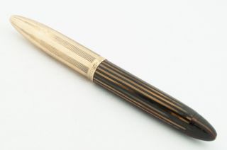 Vintage Shaeffer Crest Brown Stripe Fountain Pen 1940’s Gold