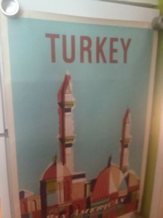 Rare Vintage TURKEY PAN AMERICAN Travel Poster 5