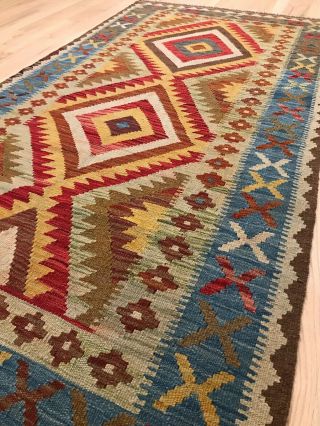Vintage Tribal Veg Dye Hand - Made Kilim Area Rug 3.  4x6.  5 —wholesale U39