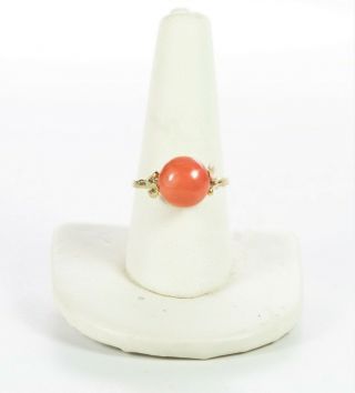 Antique Late Victorian 18k Yellow Gold Salmon Coral Ring